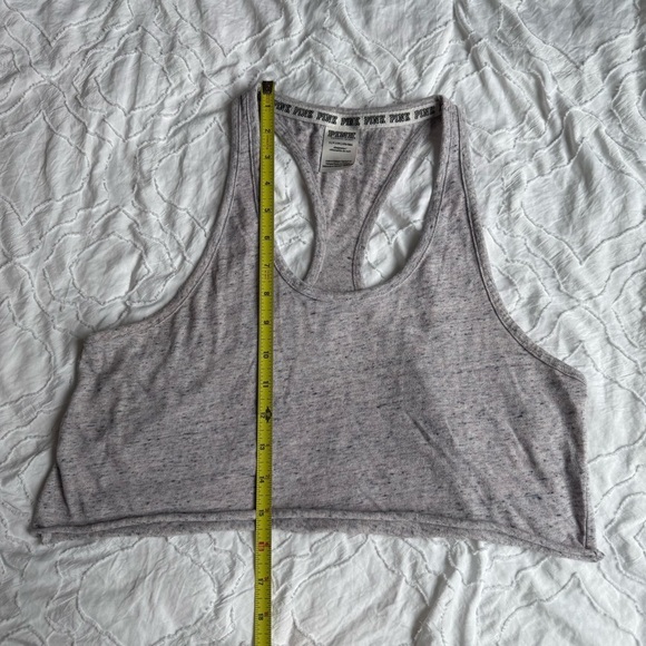 PINK Victoria's Secret Gray Racerback Crop Tank Top Heathered Grey - Picture 4 of 6